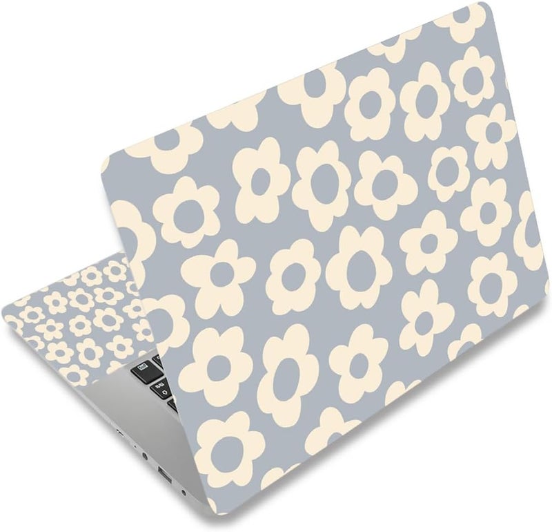 Lauspuck 12 13 13.3 14 15 15.4 15.6 inch Laptop Skin Sticker Protector Cover Decal, Blue Flower Laptop Notebook Vinyl Skin Sticker Cover Personalized Soft Art Case - Image 1